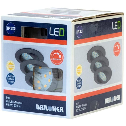 Briloner LED Einbauleuchte industrial 3er-Set 3xLED-Modul (7296-031)