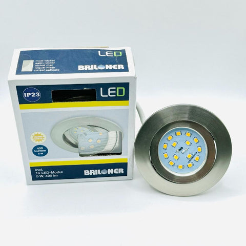 Briloner LED Einbauleuchte rund warmweiß nickel/matt 400 Lumen 5,0W IP23