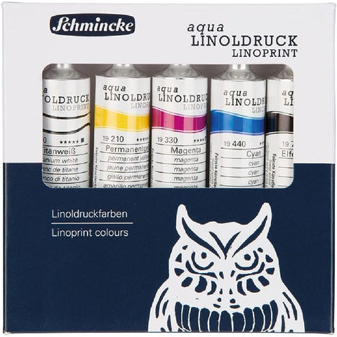 Schmincke - aqua-LINOLDRUCK, Linoldruckset mit 5 Tuben, 82 005 097