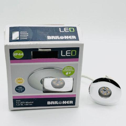 Briloner LED Einbaulampe Chrom Ø4,5CM 1,8W Warmweiß 150 Lumen Spritzwasserfest