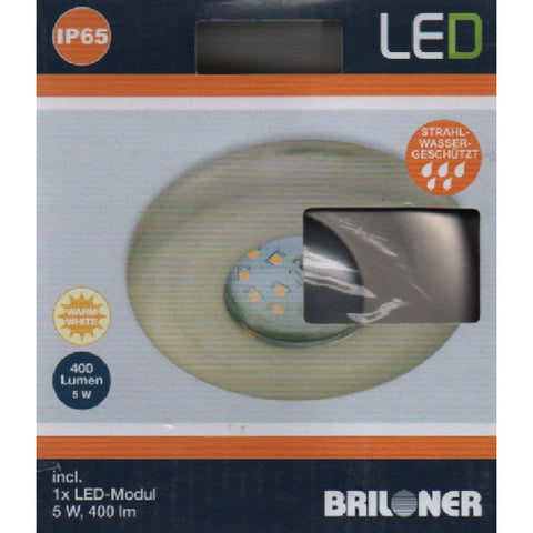 Briloner LED Einbauleuchte rund Nickel matt starr IP65 5W Modul 400lm warmweiß