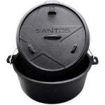 SANTOS Dutch Oven mit Deckel - Schmortopf für Außenküche - 11 L/12 Qt Feuertopf