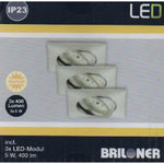 Briloner LED Einbauleuchte eckig Alu 3 x 5W Modul 400lm warmweiß schwenkbar