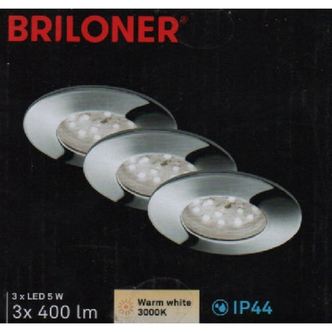 Briloner LED Einbauleuchten chrom 3er-Set 3xLED-Modul/4,8W