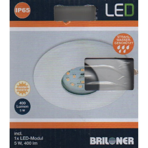 Briloner LED Einbauspot Weiss Kunststoff IP65 Ø9,3 x 4,2cm 400lm Warmweiß